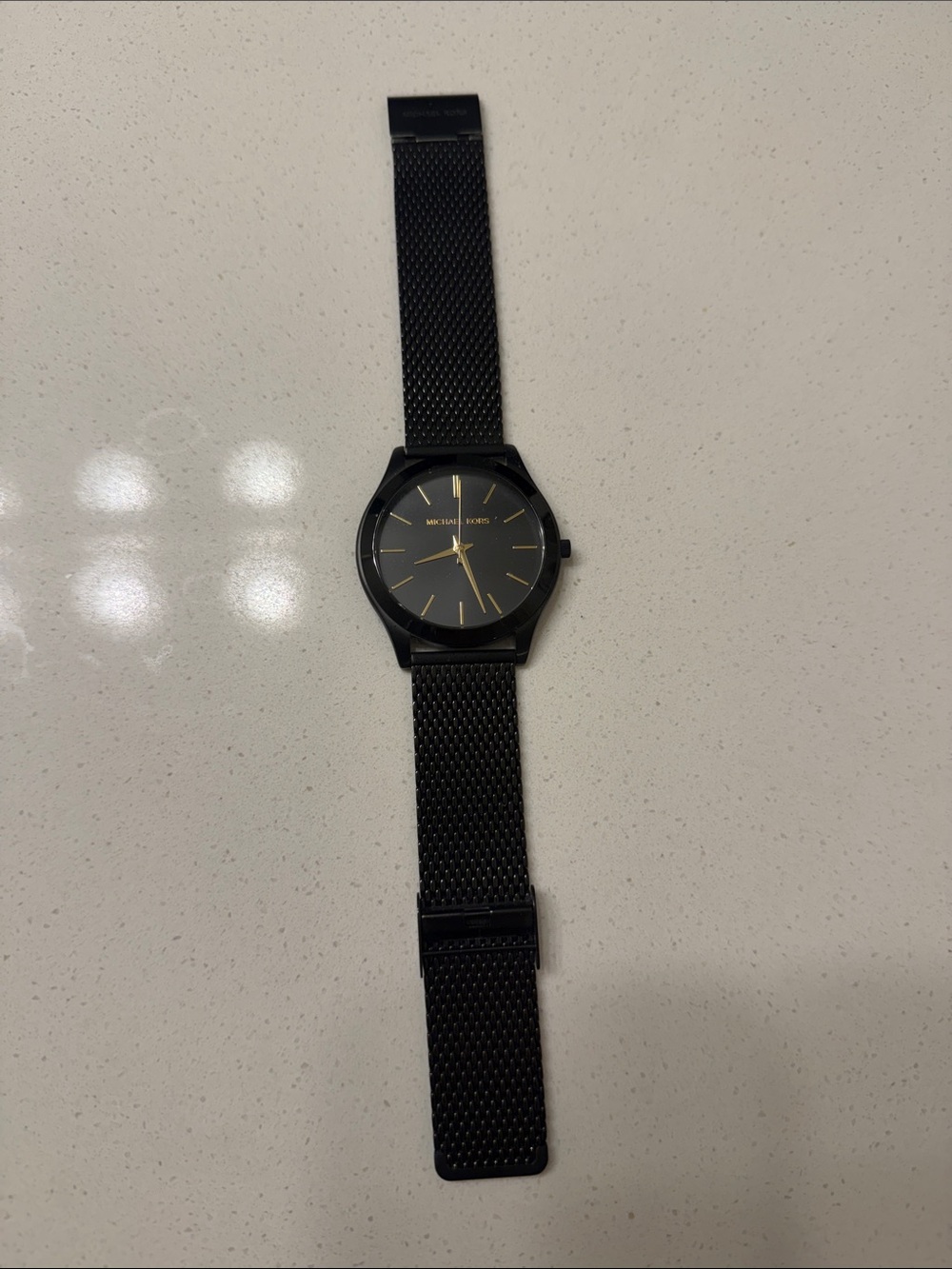 Men's Michael Kors Black Mesh Band Watch with Gold Accents